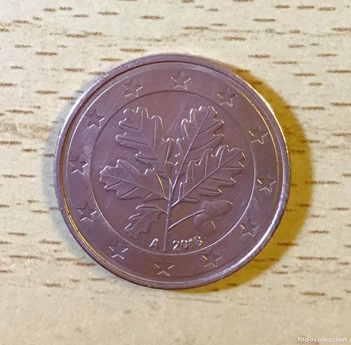 Euros: 5 c&eacute;ntimos de euro de Alemania. A&ntilde;o 2018 ceca A