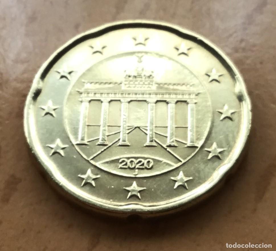 Euros: 20 c&eacute;ntimos de euro de Alemania. A&ntilde;o 2020 ceca J
