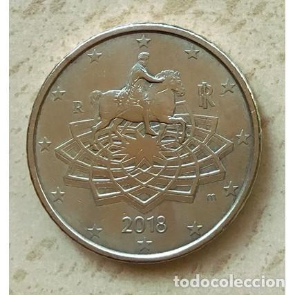 Euros: 50 c&eacute;ntimos de euro de Italia. A&ntilde;o 2018