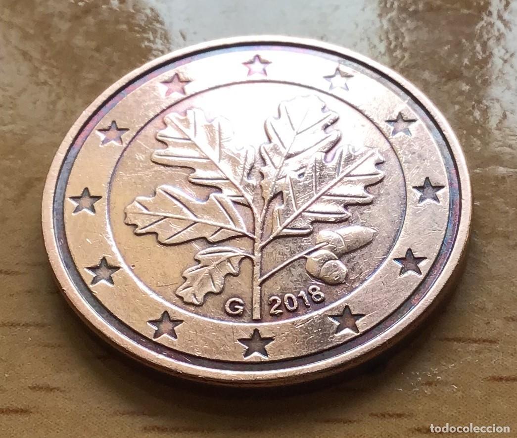 Euros: 5 c&eacute;ntimos de euro de Alemania. A&ntilde;o 2018 ceca G