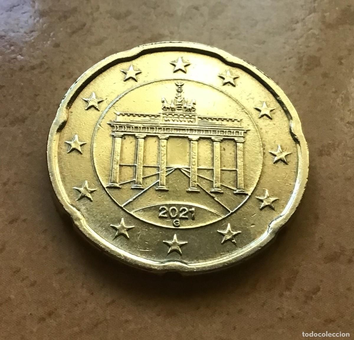 Euros: 20 c&eacute;ntimos de euro de Alemania. A&ntilde;o 2021 ceca G