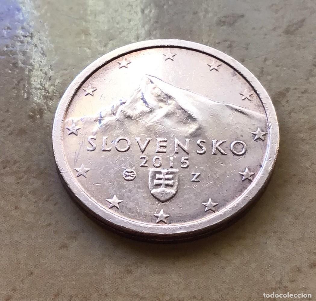 Euros: 2 c&eacute;ntimos de euro de Eslovaquia. A&ntilde;o 2015