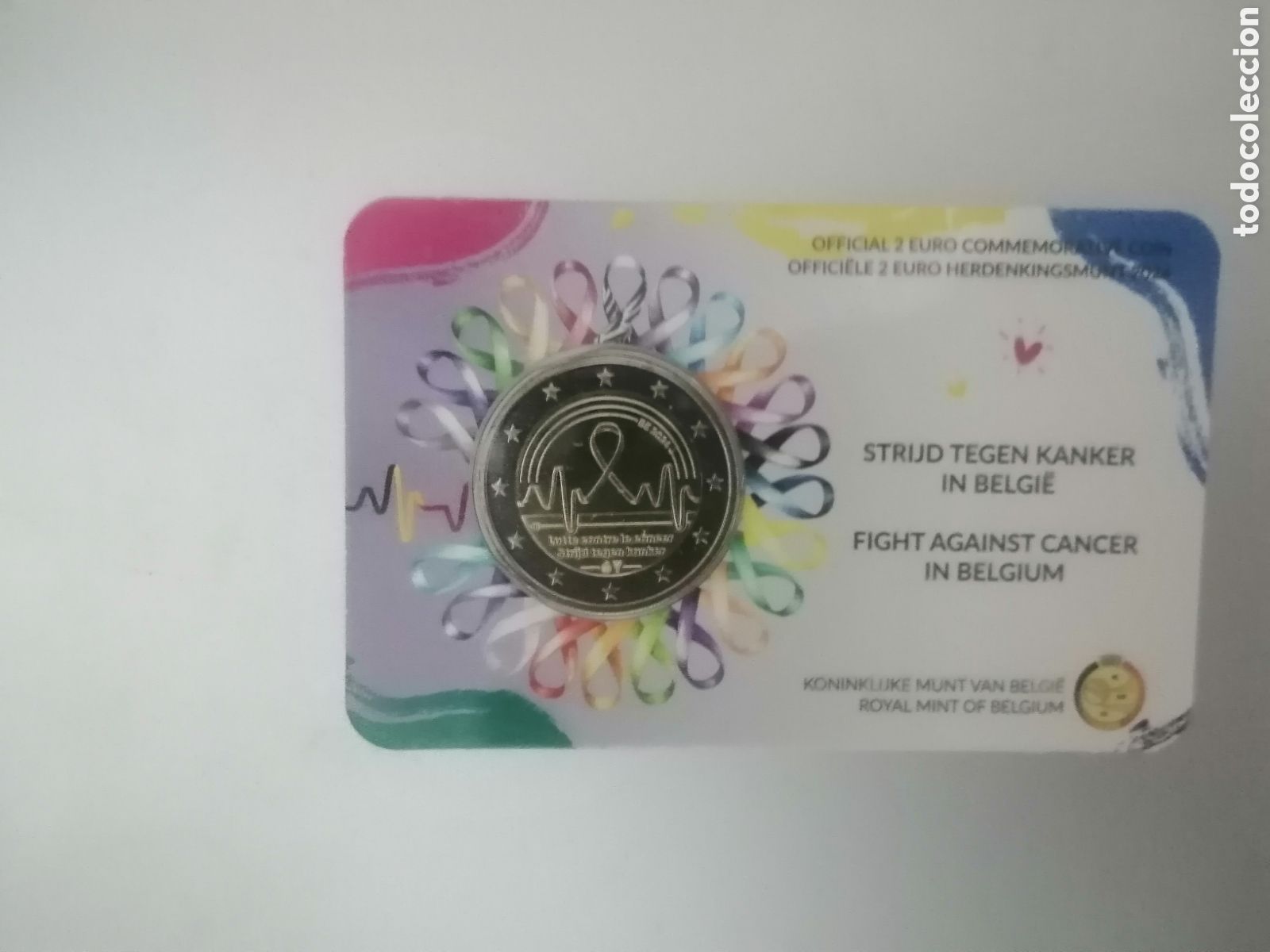 Euros: BELGICA 2024. 2 EUROS. LUCHA CONTRA EL C&Aacute;NCER. COINCARD