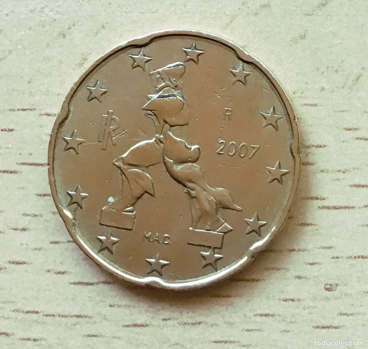 Euros: 20 c&eacute;ntimos de euro de Italia. A&ntilde;o 2007