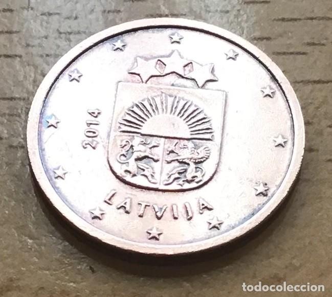 Euros: 2 c&eacute;ntimos de euro de Letonia. A&ntilde;o 2014. Circulada - Foto 1