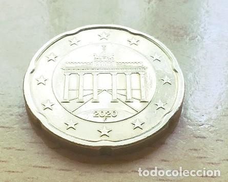 Euros: 20 c&eacute;ntimos de euro de Alemania. A&ntilde;o 2020 ceca F