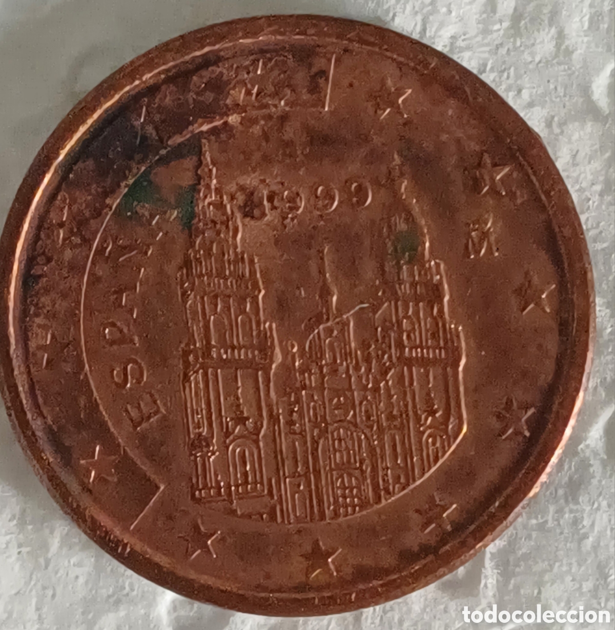 Euros: Moneda 1 cent de &euro; 1999 con defectos exceso peso - Foto 1