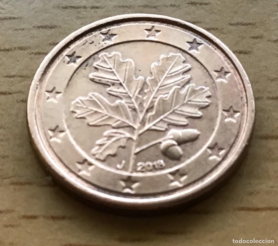 Euros: 1 c&eacute;ntimo de euro de Alemania. A&ntilde;o 2018 ceca J