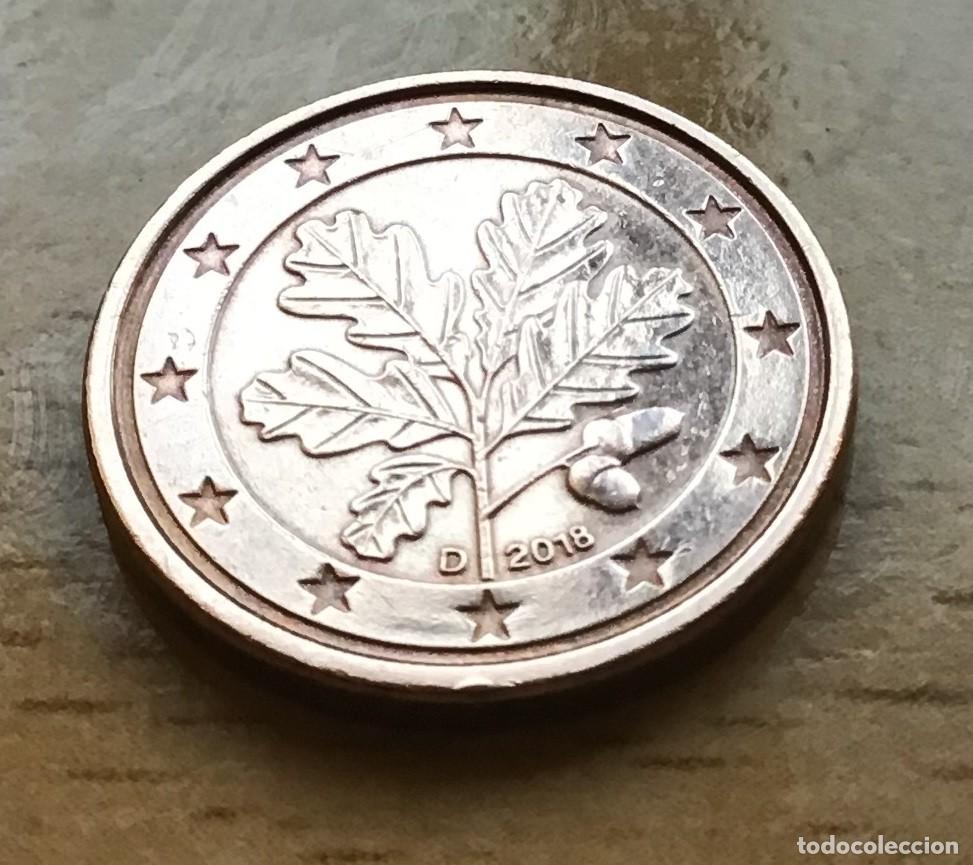 Euros: 1 c&eacute;ntimo de euro de Alemania. A&ntilde;o 2018 ceca D