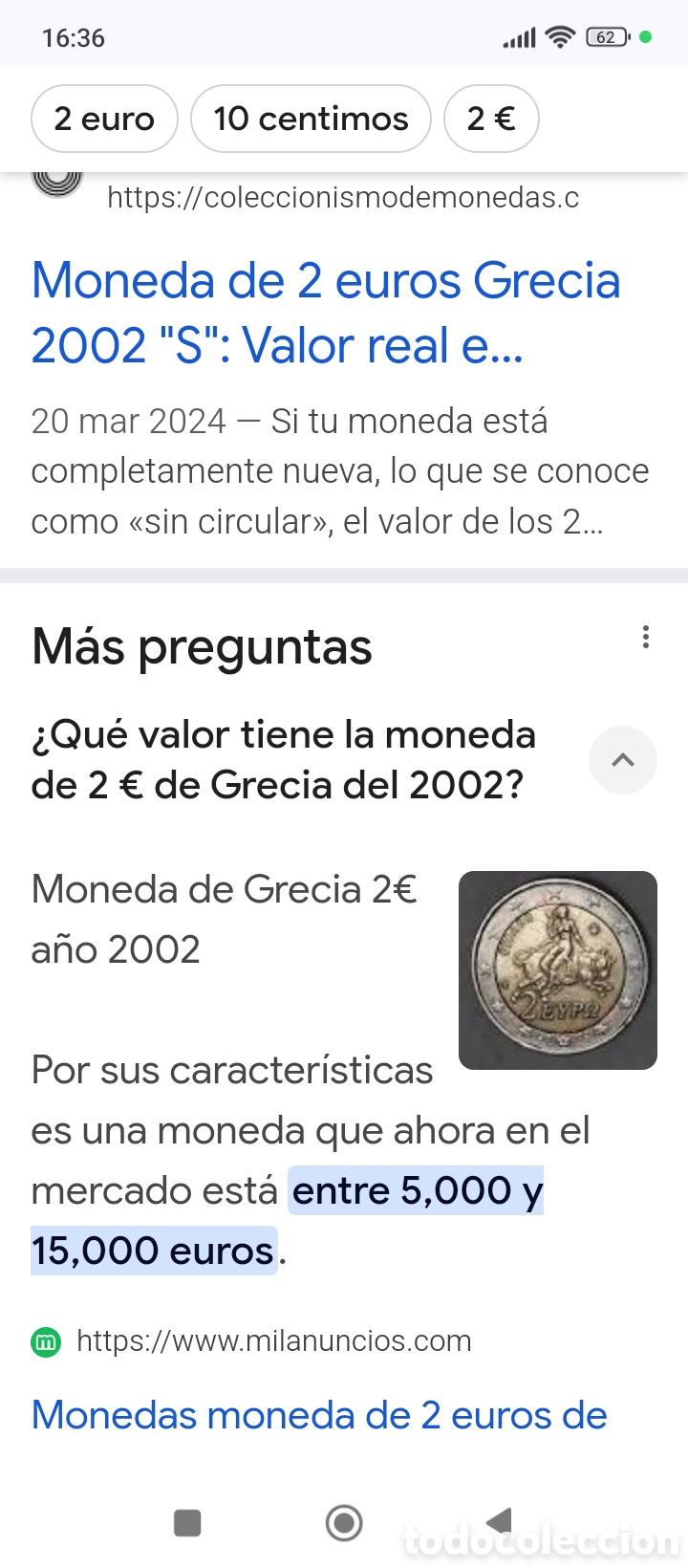 Euros: Moneda de Grecia a&ntilde;o 2002 letra S - Foto 3