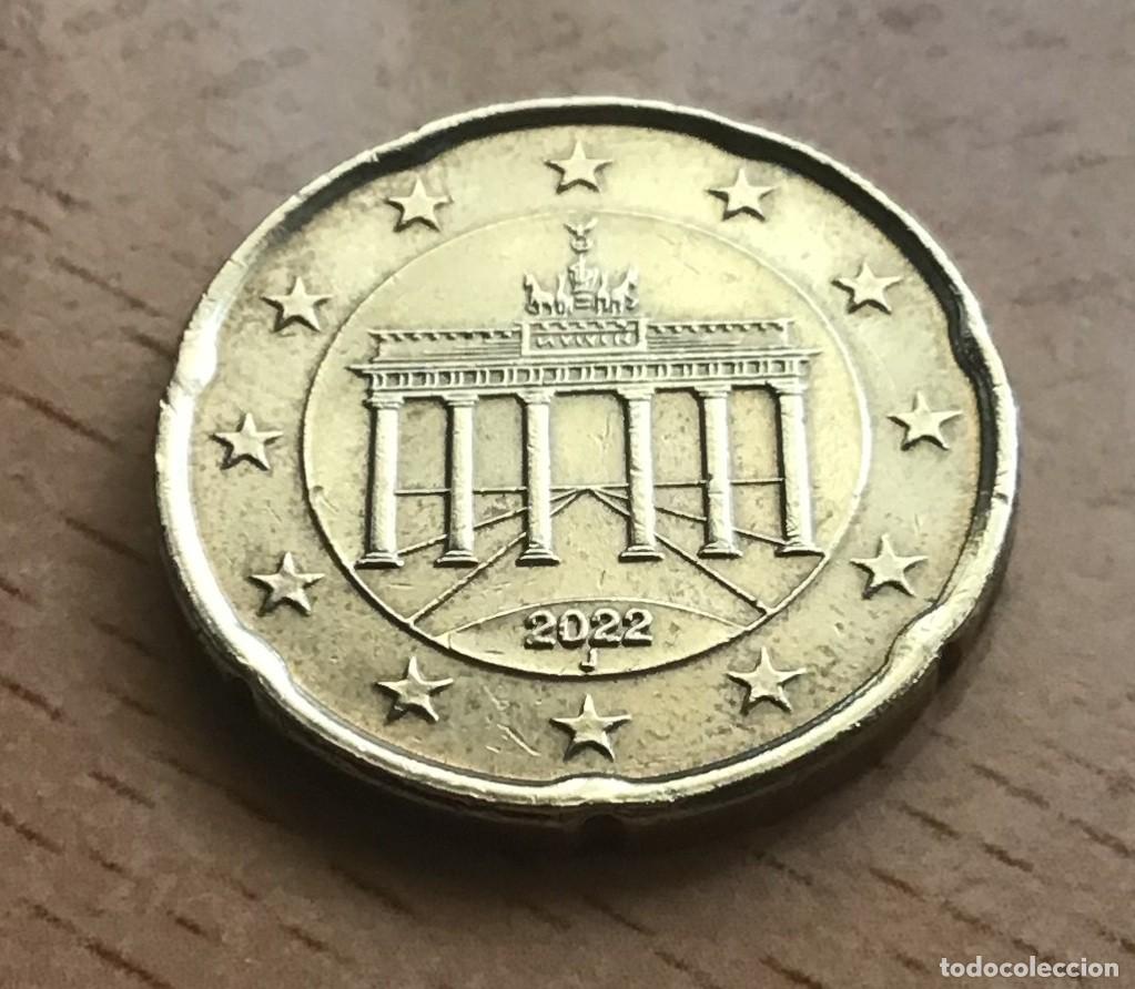 Euros: 20 c&eacute;ntimos de euro de Alemania. A&ntilde;o 2022 ceca J