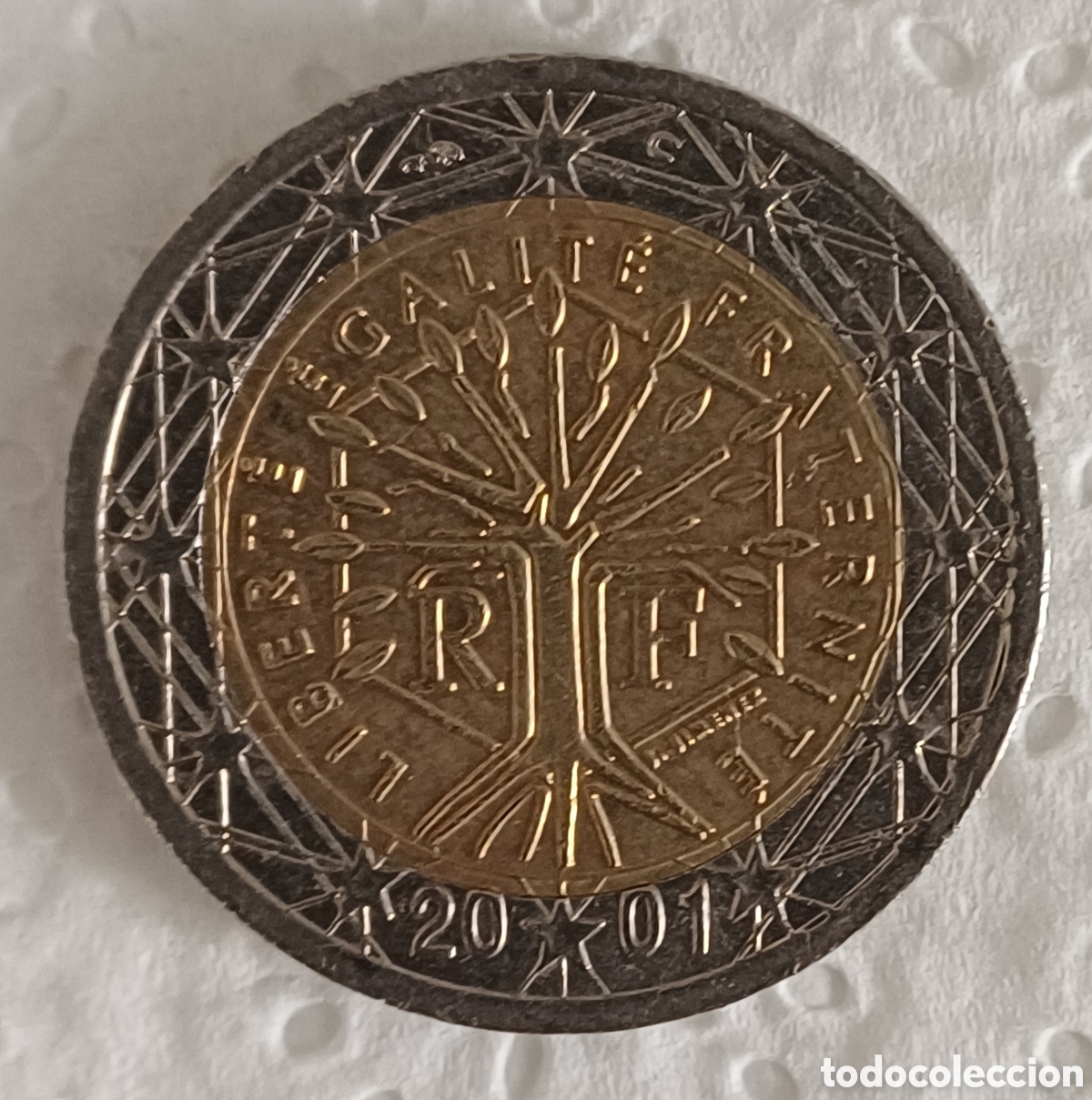 Euros: Moneda 2&euro; Francia 2001 con errores - Foto 1