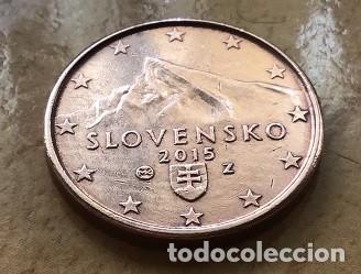 Euros: 1 c&eacute;ntimo de euro de Eslovaquia. A&ntilde;o 2015