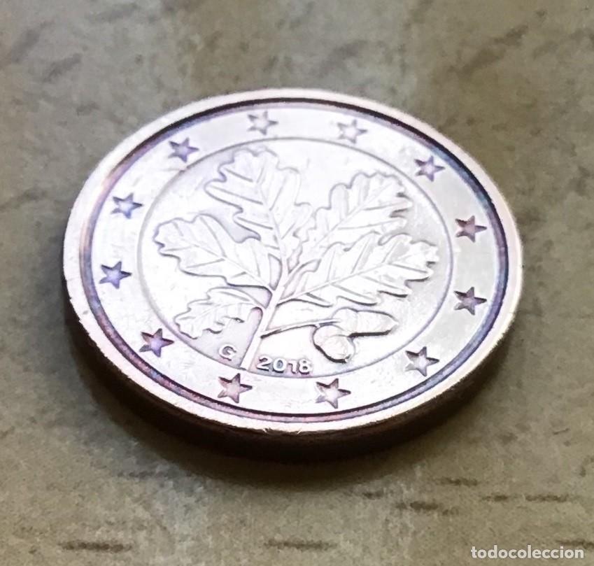 Euros: 1 c&eacute;ntimo de euro de Alemania. A&ntilde;o 2018 ceca G