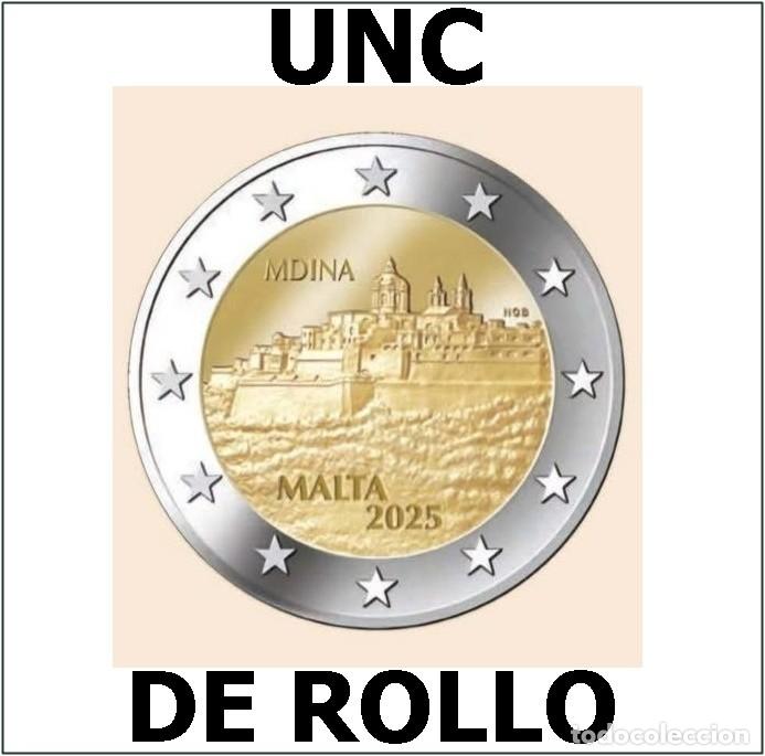 Euros: MALTA 2 E. 2025 CONM. CIUDAD DE MDINA - DE ROLLO - - Foto 1
