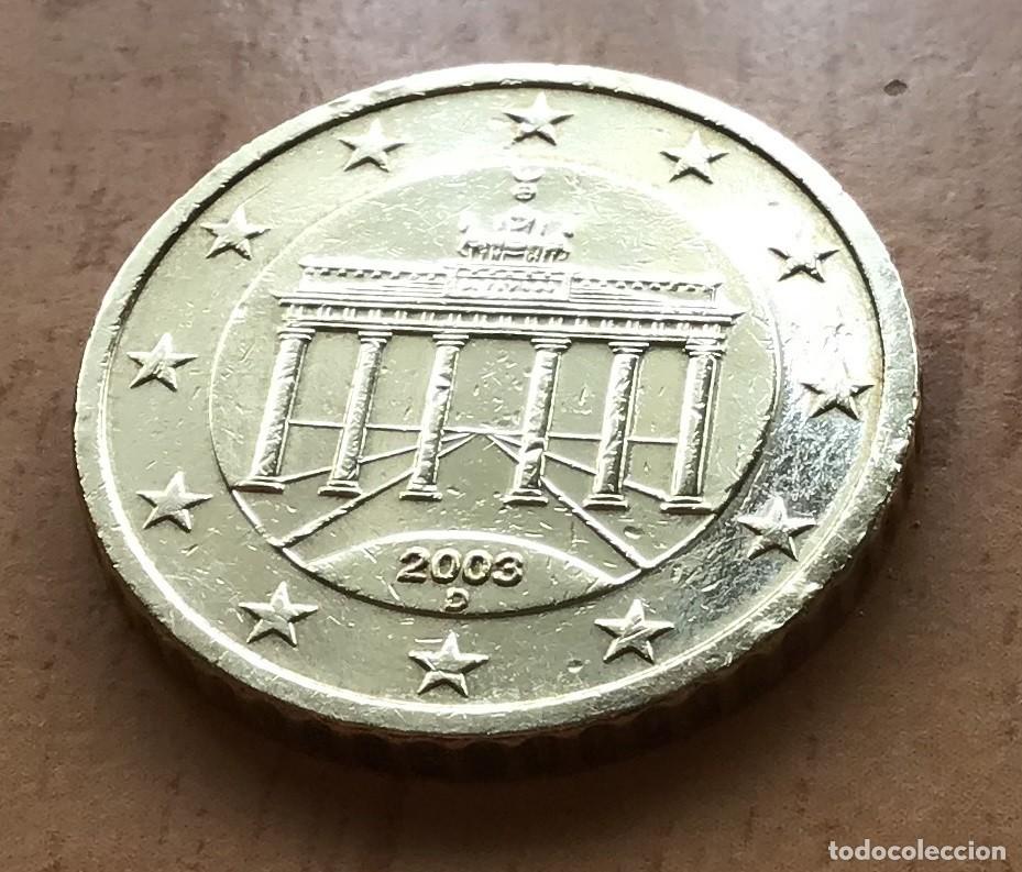 Euros: 50 c&eacute;ntimos de euro de Alemania. A&ntilde;o 2003 ceca D