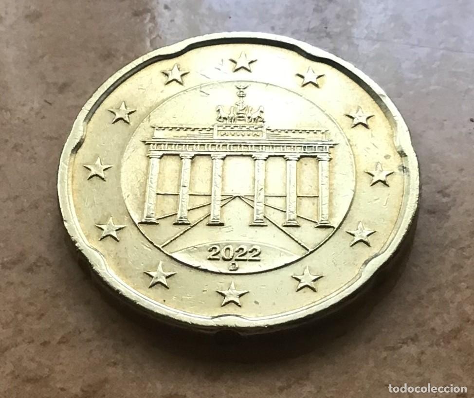Euros: 20 c&eacute;ntimos de euro de Alemania. A&ntilde;o 2022 ceca D