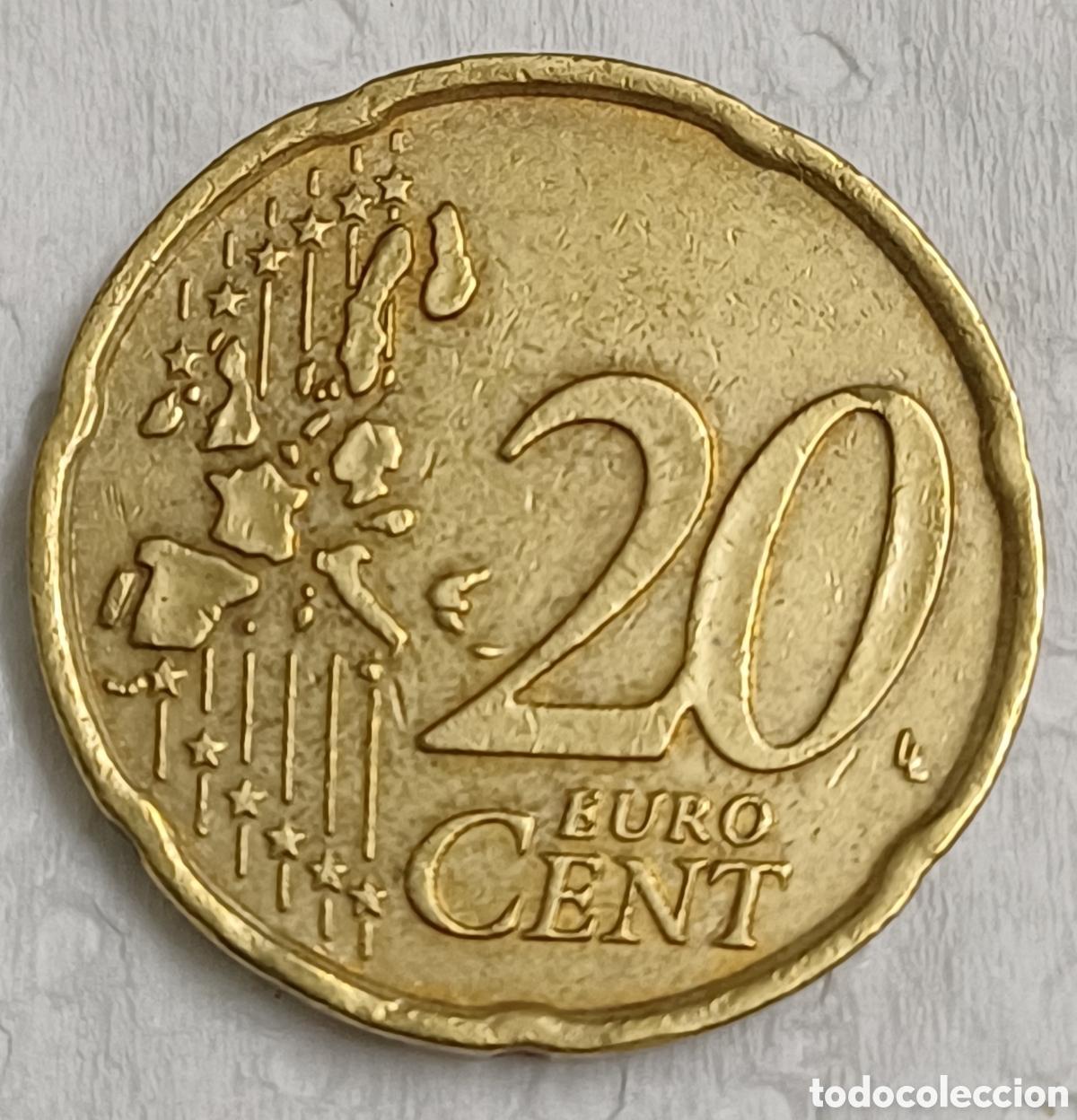 Euros: Moneda 20 cent republica Italiana 2002 error - Foto 2