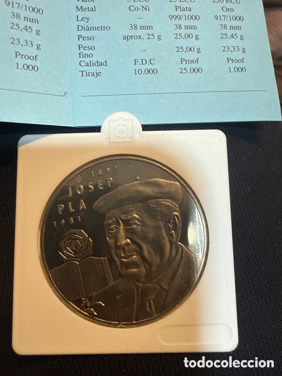 Euros: Moneda 5 ECU Josep Pla - Foto 1