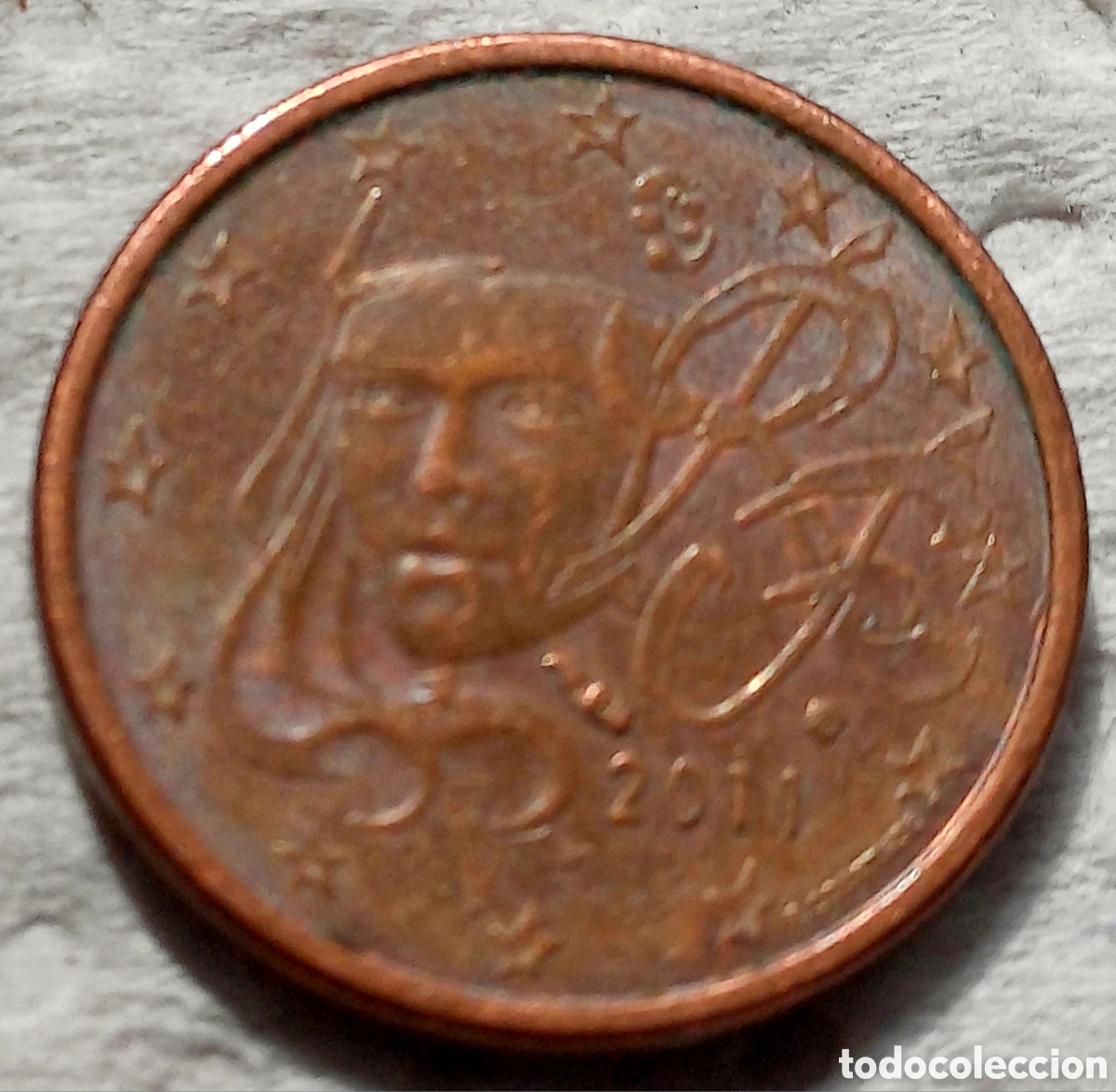 Euros: Moneda 1 cent Francia a&ntilde;o 2011. - Foto 3