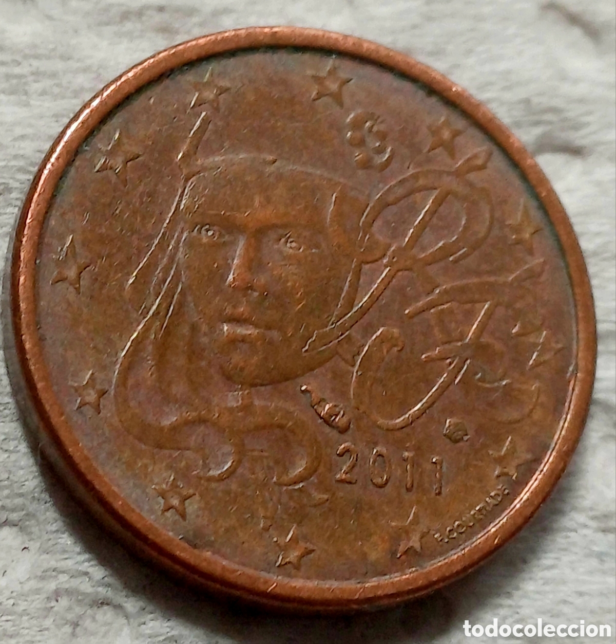Euros: Moneda 1 cent Francia a&ntilde;o 2011. - Foto 1