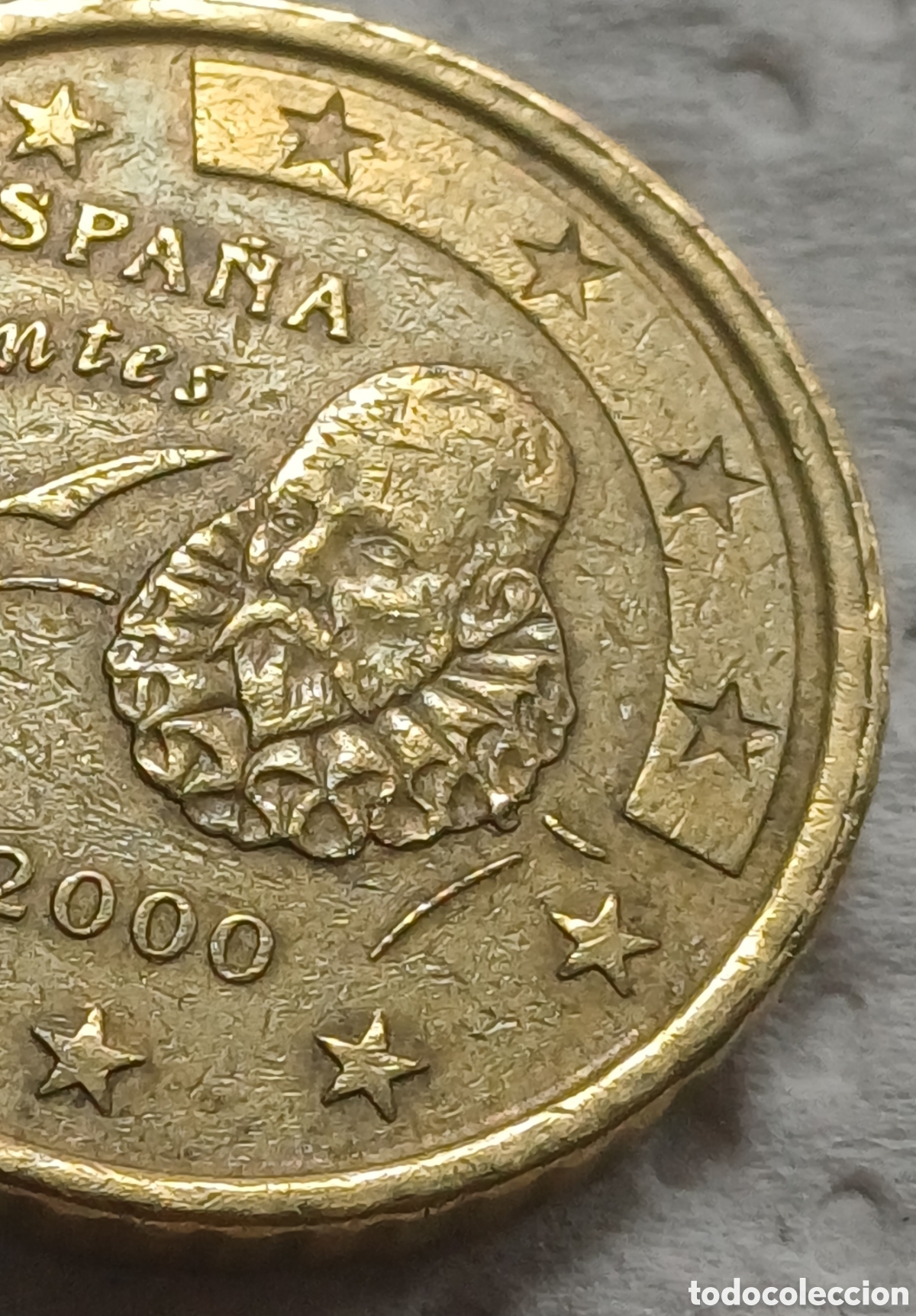 Euros: Moneda de 50 cent &euro; Espa&ntilde;a 2000, error - Foto 2