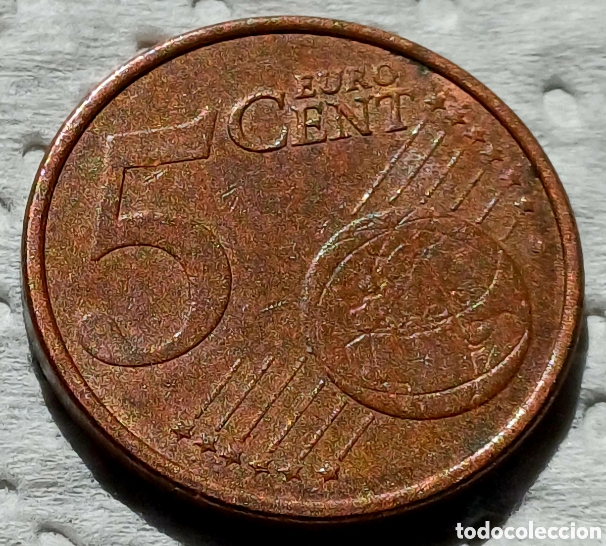 Euros: Moneda Espa&ntilde;a 5 cent de &euro; con error, circulada - Foto 2