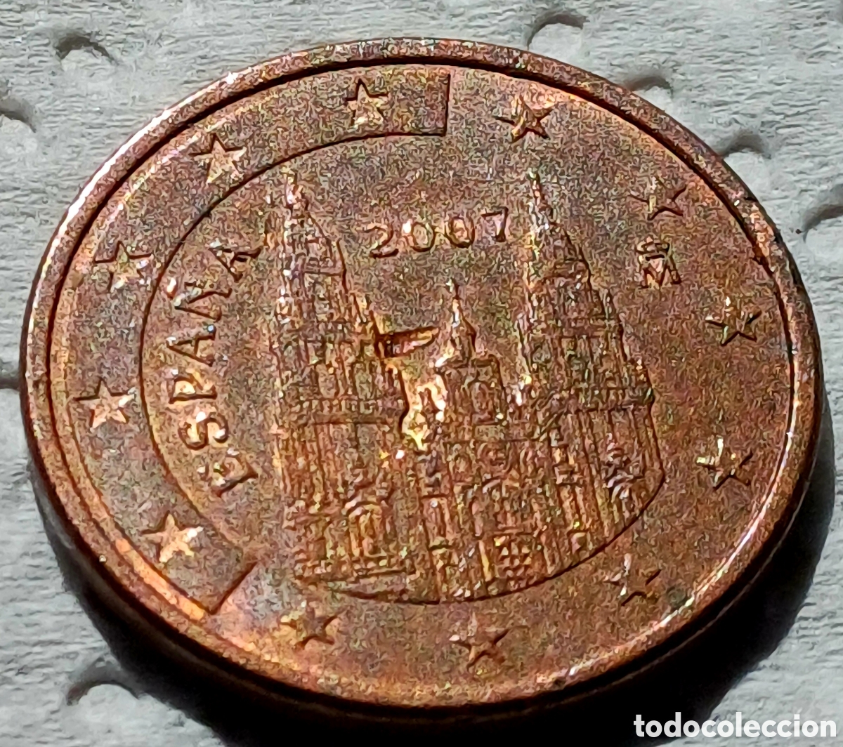 Euros: Moneda Espa&ntilde;a 5 cent de &euro; con error, circulada - Foto 1
