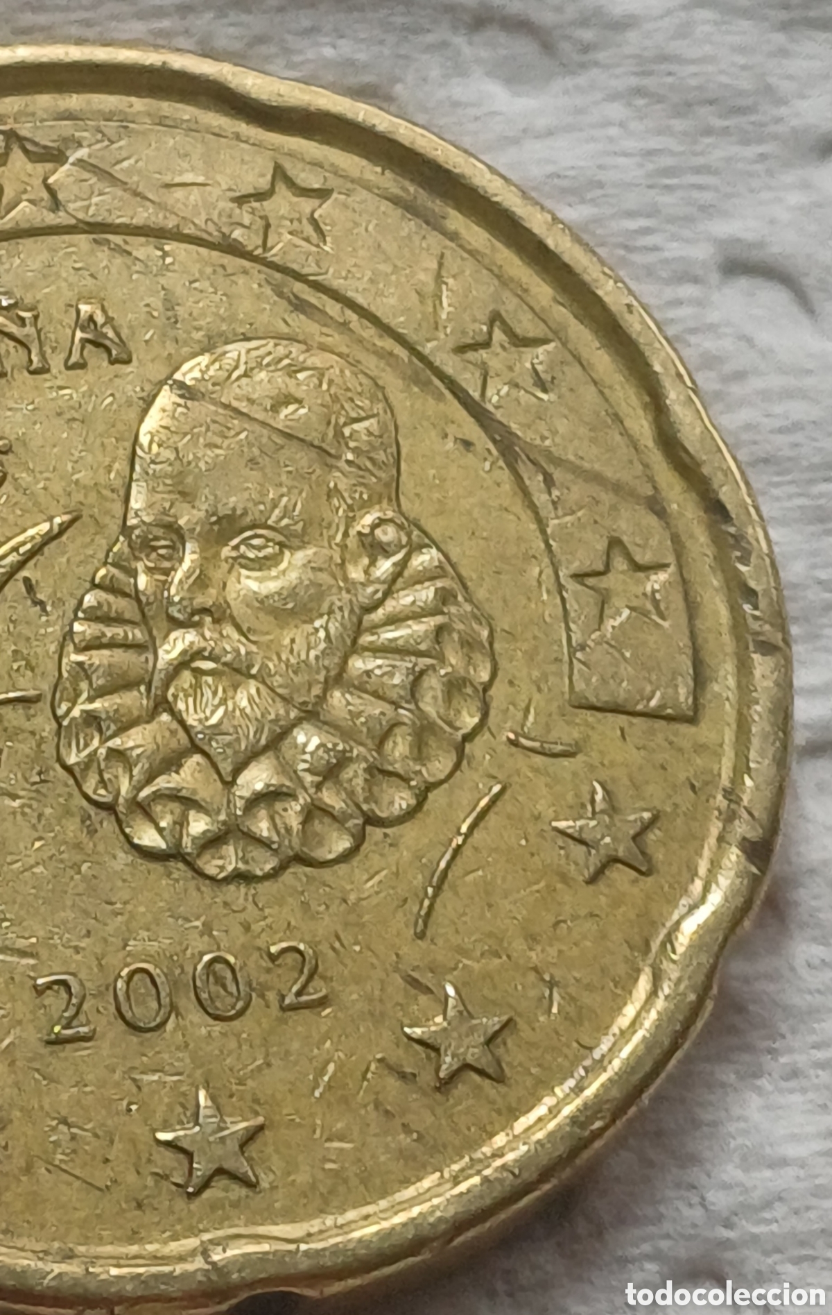Euros: Moneda 20cent de &euro; 2002 con error en plancha - Foto 1