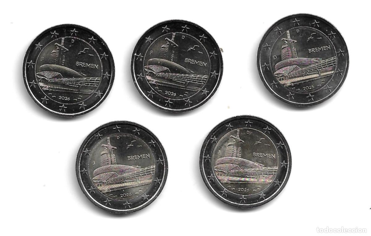 Euros: ALEMANIA 2026. 5 MONEDAS DE 2 EUROS DEDICADA A LA CASA DEL CLIMA DE BREMEN. BREMERHAVEN. 5 CECA. SC