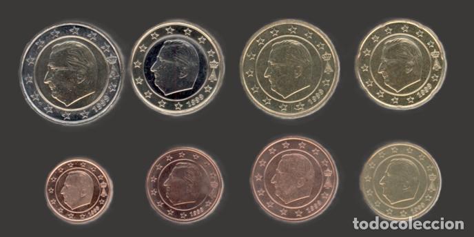 Euros: Belgium all 8 coins 1999 Uncirculated