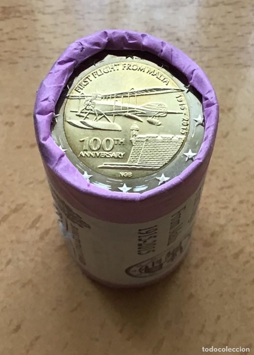 Euros: 2 euros conmemorativos de Malta. Primer vuelo desde Malta. A&ntilde;o 2015. Sin circular