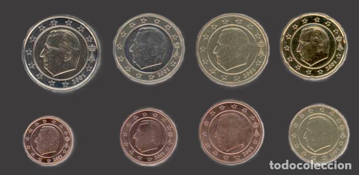 Euros: Belgium all 8 coins 2001 Uncirculated