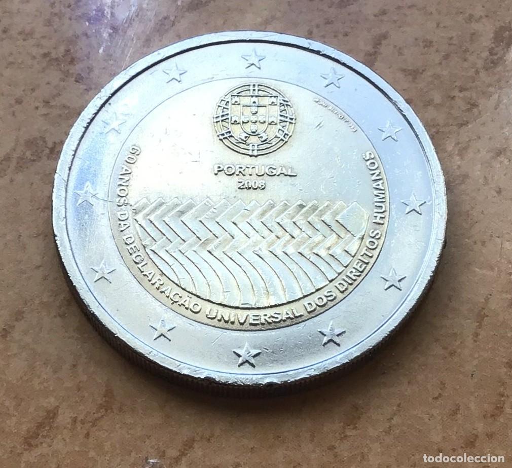 Euros: 2 euros conmemorativos de Portugal. 60 Aniv. Declaraci&oacute;n Derechos Humanos. A&ntilde;o 2008. Circulada EBC