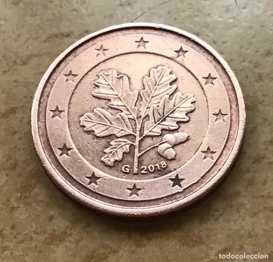 Euros: 2 c&eacute;ntimos de euro de Alemania. A&ntilde;o 2018 ceca G