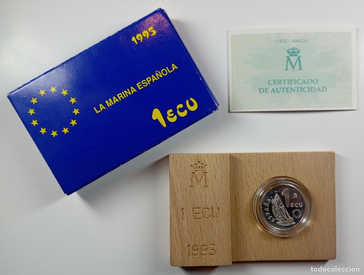 Euros: Moneda de Espa&ntilde;a 1 ecu de 1995 La Marina Espa&ntilde;ola, de plata (1/5 onza Troy)