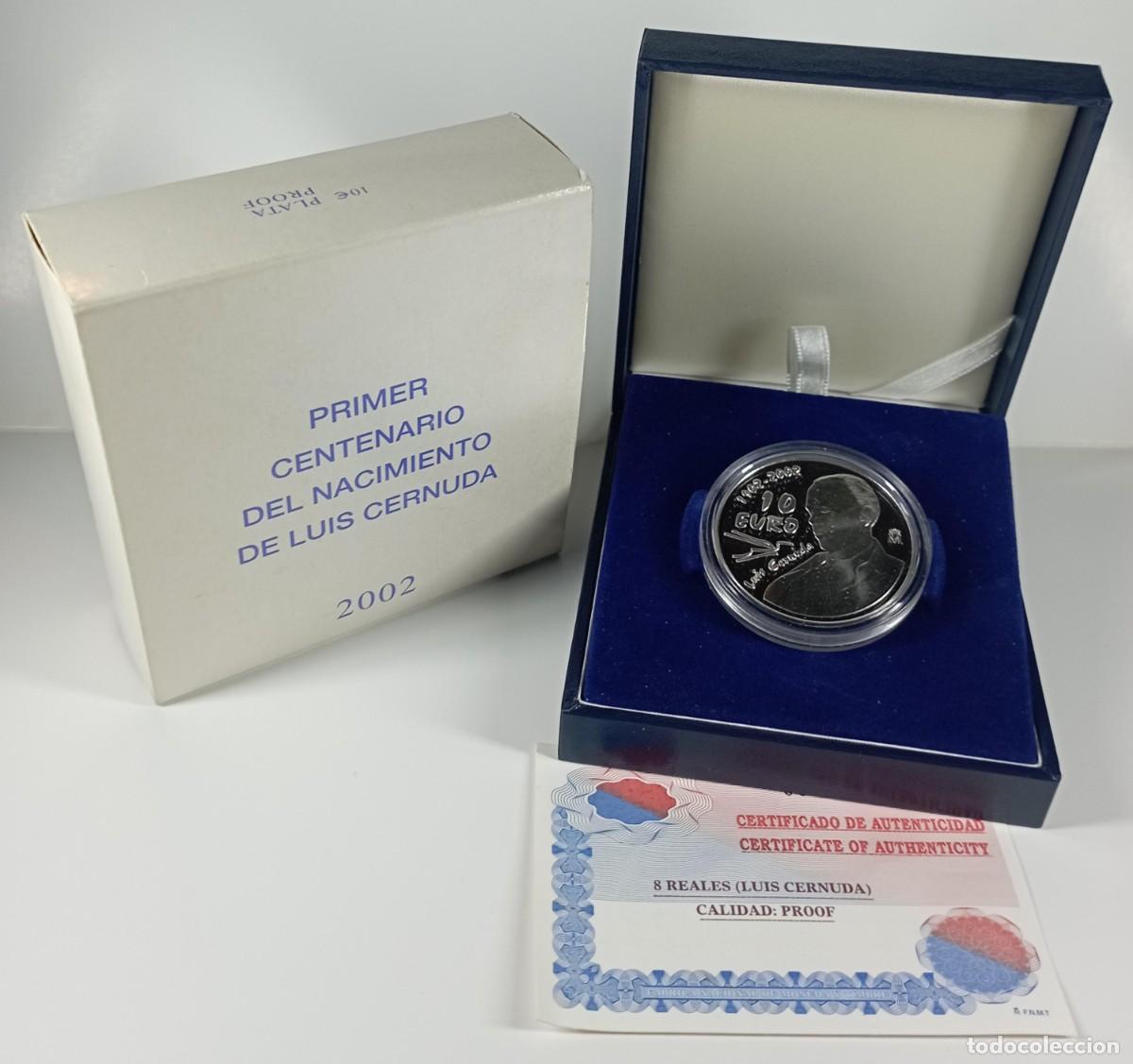 Euros: Moneda de Espa&ntilde;a 10 euros Luis Cernuda del 2002 de plata