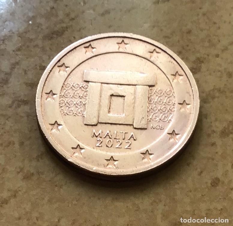Euros: 2 c&eacute;ntimos de euro de Malta. A&ntilde;o 2022