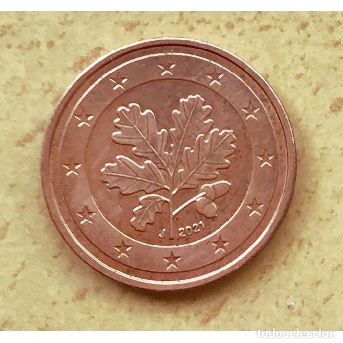 Euros: 2 c&eacute;ntimos de euro de Alemania. A&ntilde;o 2021 ceca J
