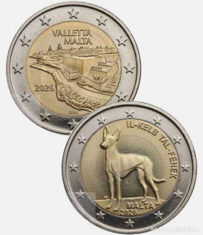 Euros: MALTA 2 x 2 E. 2026 CONM. PEROO CONEJERO Y CIUDAD DE LA VALETTA - DE ROLLO -