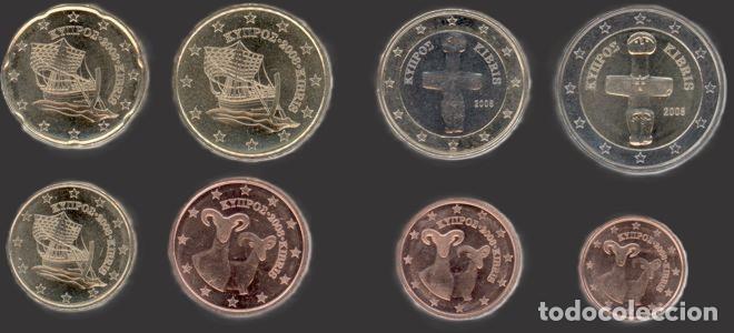 Euros: Cyprus all 8 coins 2008 Uncirculated UNC