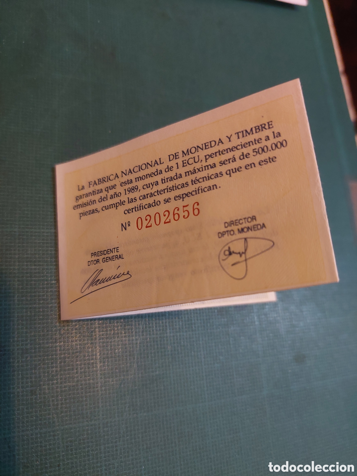 Euro: CERTIFICADO 1 1989 1 ECU FNMT ESPA&Ntilde;A