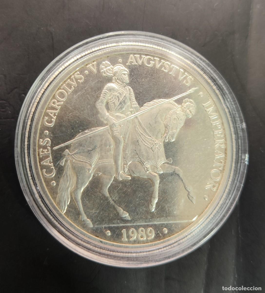 Euros: ESPA&Ntilde;A. A&Ntilde;O 1989. 5 ECUS PLATA &rdquo; CARLOS V &rdquo;. PESO 33 ,62 GR