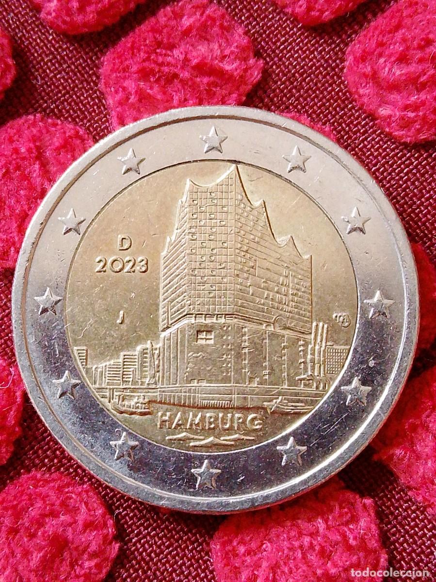 Euros: Moneda zona euro 2 euro Alemania Hamburg 2023 J
