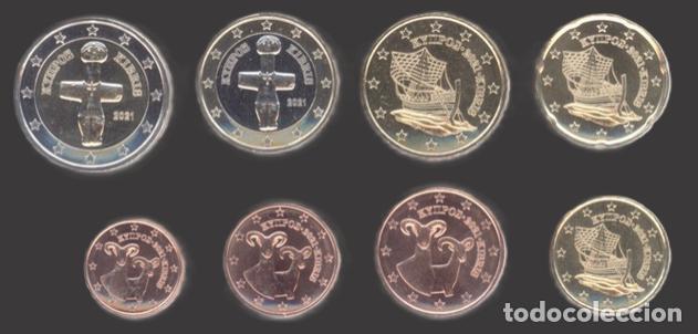 Euros: Cyprus all 8 coins 2021 Uncirculated UNC