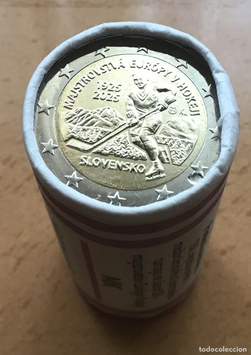 Euros: 2 euros conmemorativos de Eslovaquia. 100 aniversario Hockey en Eslovaquia. A&ntilde;o 2025. Sin circular
