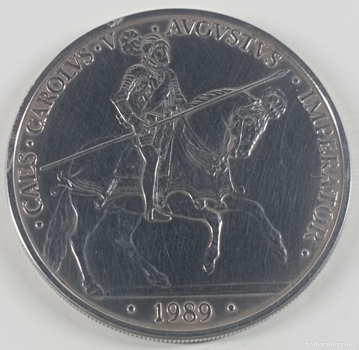 Euros: Moneda de Espa&ntilde;a 5 ecu de 1989 Carlos V, de plata (1 onza Troy)