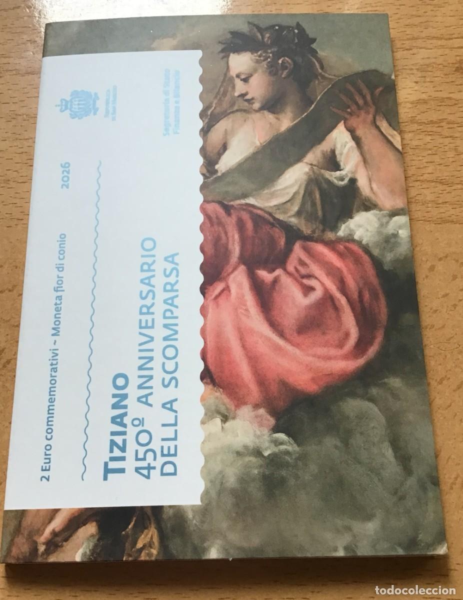 Euros: 2 euros conmemorativos de San Marino. 450 aniv. muerte Tiziano. A&ntilde;o 2026. Sin circular Coin card