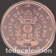 Euros: Vatican 1 cent 2021 Uncirculated UNC