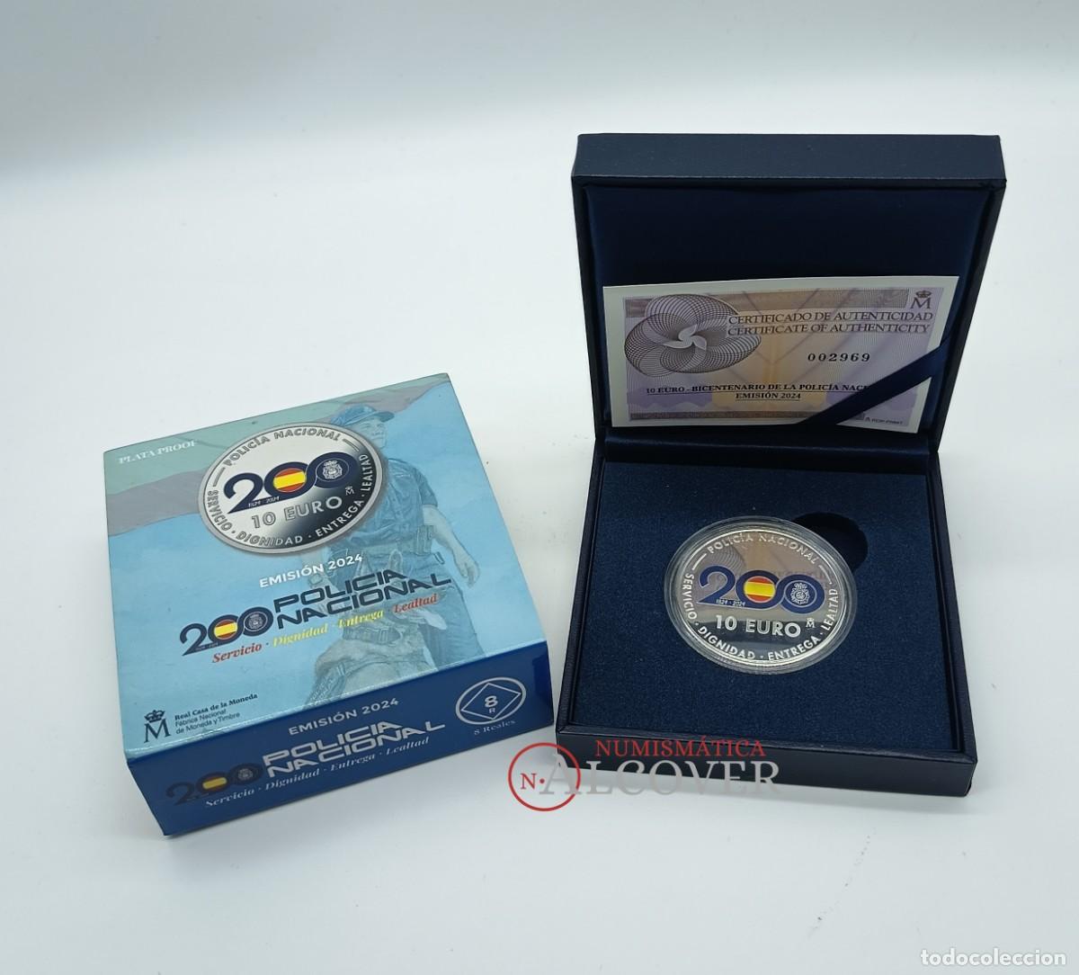 Euros: ESPA&Ntilde;A 10 Euros 2024 200 Aniversario Polic&iacute;a Nacional plata